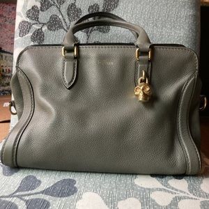 Alexander McQueen Gray Satchel with Gold Accents